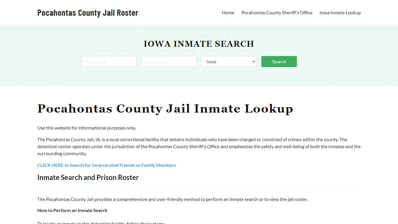 Pocahontas County Jail Roster Lookup, IA, Inmate Search